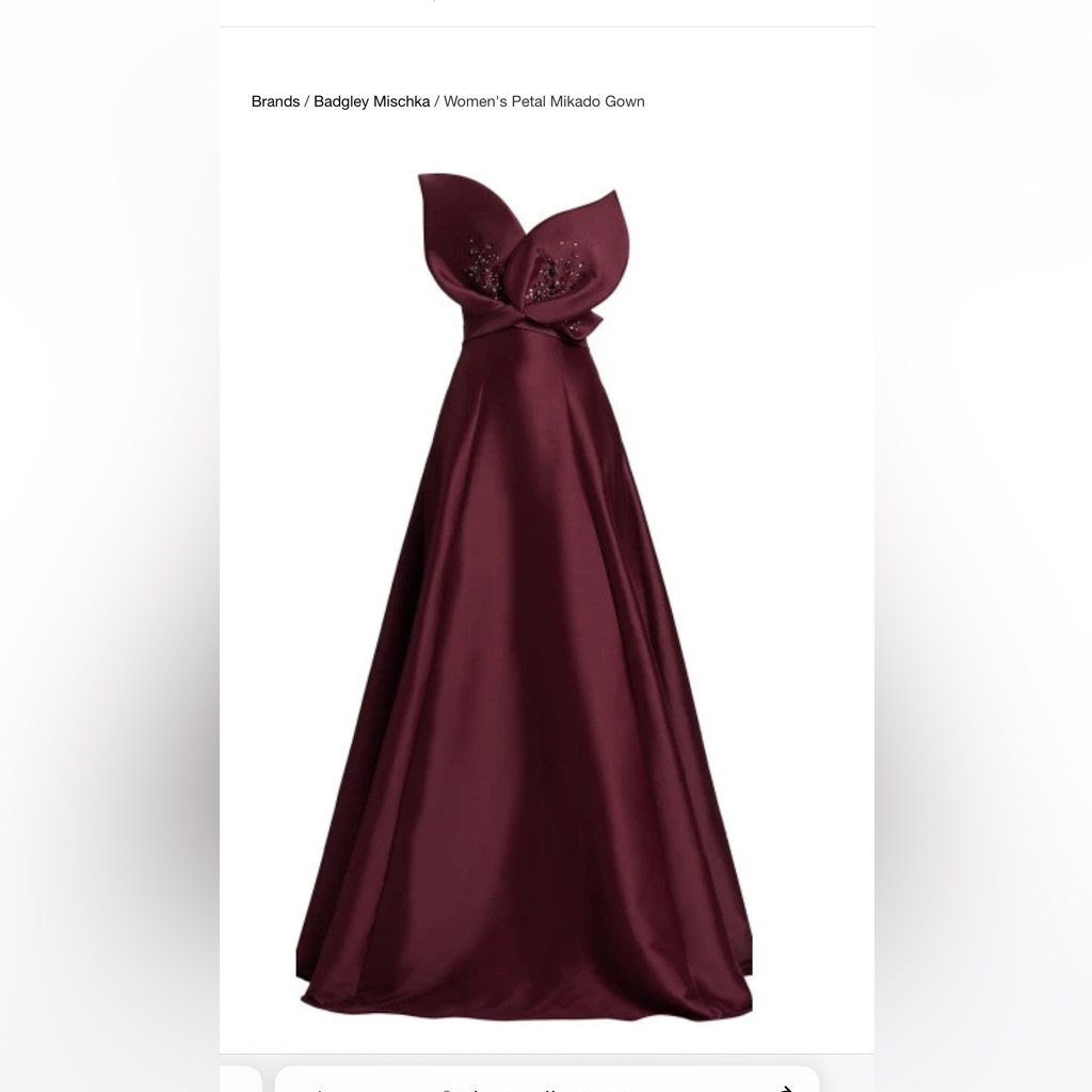 Badgley Mischka Petal Mikado Gown Size 8